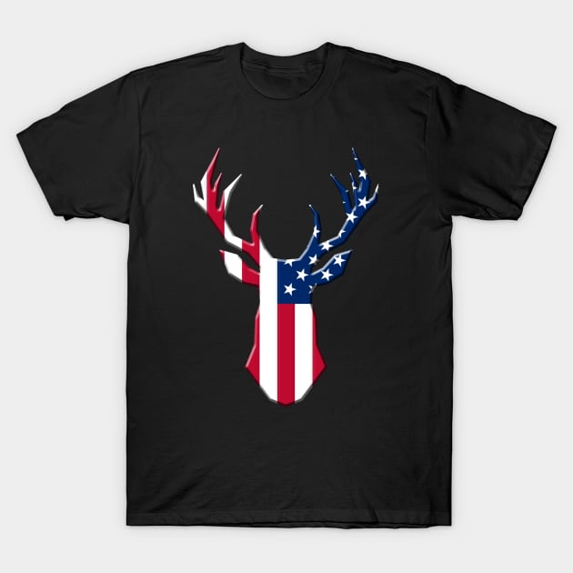 USA Flag Deer Hunting Emblem American Hunters Gift T-Shirt by HypeProjecT